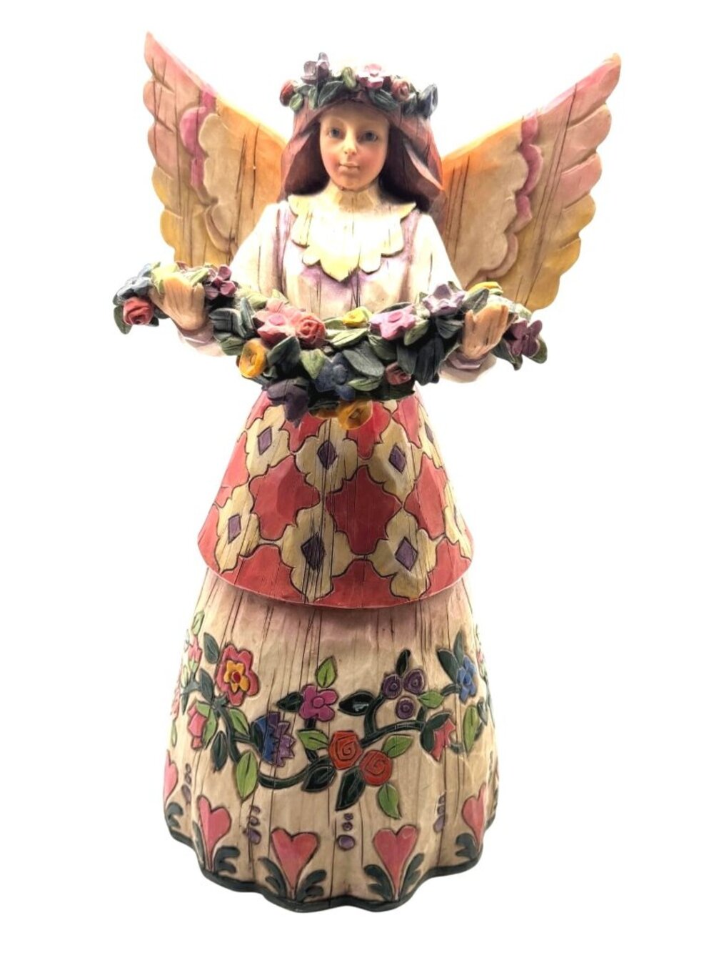 Jim Shore Angel Of Gratefulness Figurine Handcrafted 10" Tall Floral Design